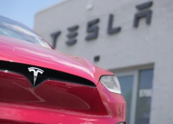 A Model X at a Tesla dealership in Littleton, Colo