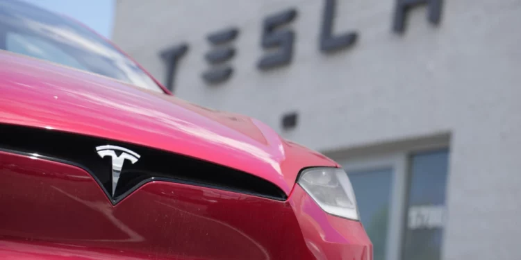 A Model X at a Tesla dealership in Littleton, Colo