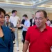 VinFast CEO Le Thi Thu Thuy speaks to VinGroup founder and Chairman Pham Nhat Vuong at a VinFast event in Nha Trang