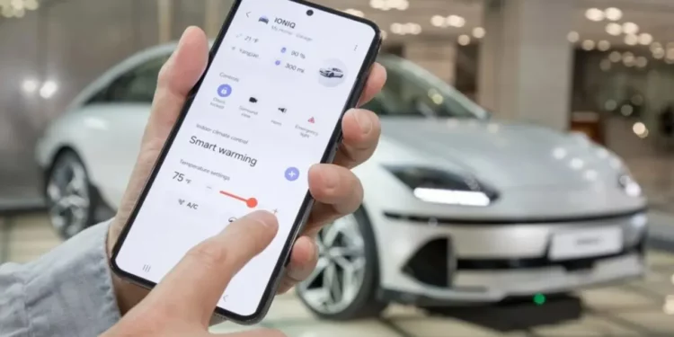 Person using SmartThings App on their phone