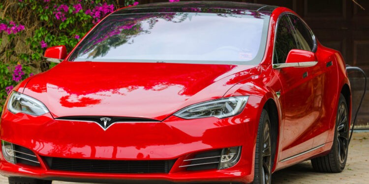 tesla car red