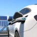 Electric car power charging, Charging technology, Clean energy filling technology. 3D illustration