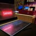 Chinese tech firm Lenovo shows off a laptop with a see-through screen