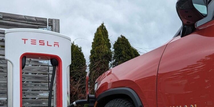 Rivian driver used Tesla Supercharger