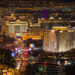 Famous Las Vegas Strip (Las Vegas Boulevard) at night. View towards the south end of the strip: Encore, Treasure Island, Mirage, Caesar's Palace, Belagio, The Cosmopolitan and many other luxury casino resorts in the heart of Las Vegas.