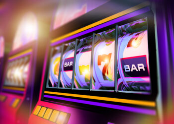 Las Vegas Slot Machines Casino Games Conceptual 3D Illustration. Three One Haded Bandits.