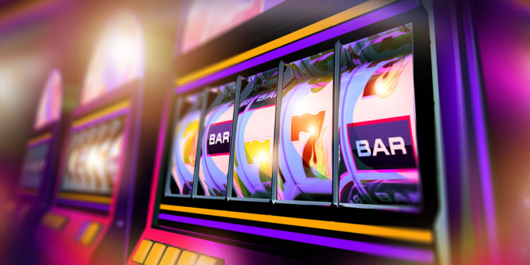 Las Vegas Slot Machines Casino Games Conceptual 3D Illustration. Three One Haded Bandits.