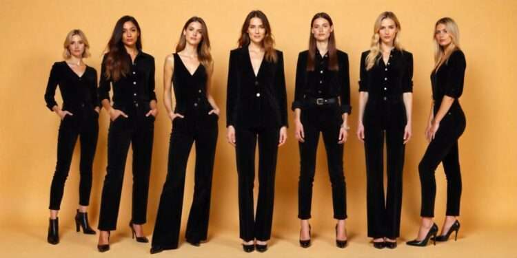 Effortless Sophistication: Black Cord Set for Women