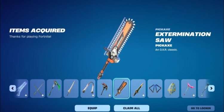 How to Get the Free Extermination Saw Pickaxe in Fortnite