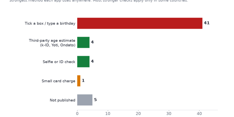 How 55 AI companion apps check users' age
